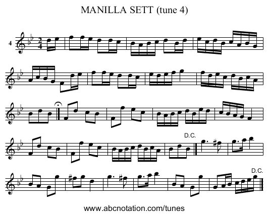 MANILLA SETT (tune 4) - staff notation