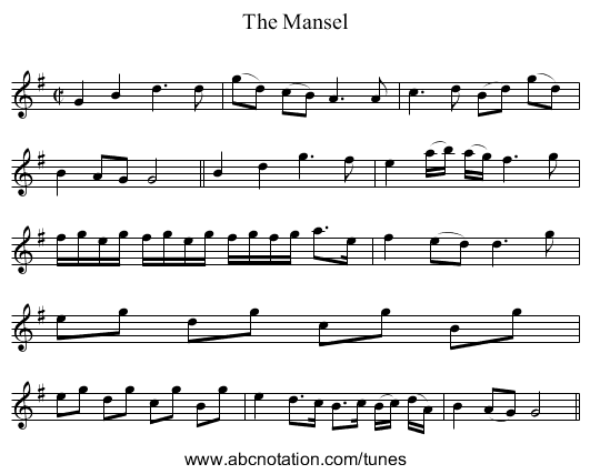 Mansel, The - staff notation