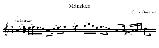Månsken - staff notation