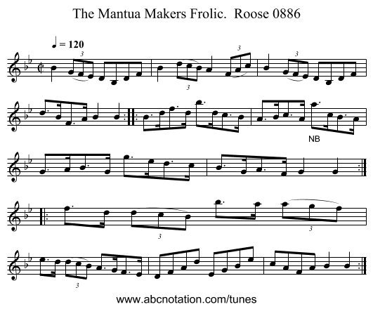 Mantua Makers Frolic. Roose 0886, The - staff notation