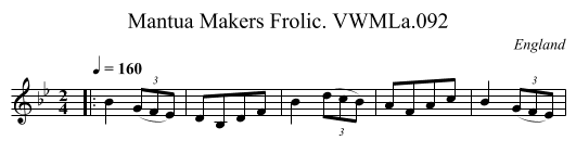 Mantua Makers Frolic. VWMLa.092 - staff notation