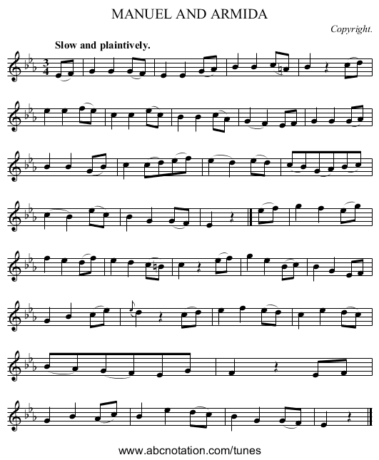 MANUEL AND ARMIDA - staff notation