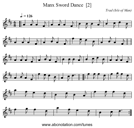 Manx Sword Dance  [2] - staff notation