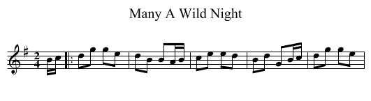 Many A Wild Night - staff notation