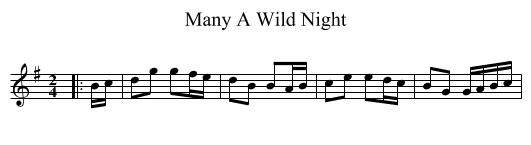 Many A Wild Night - staff notation