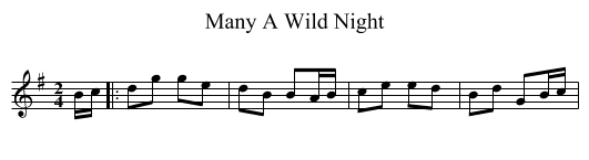 Many A Wild Night - staff notation