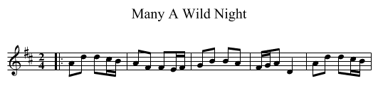 Many A Wild Night - staff notation