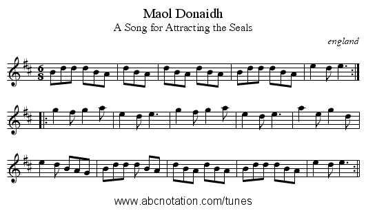 Maol Dønaidh - staff notation