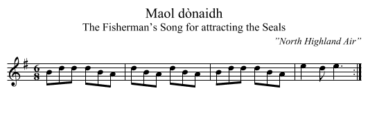 Maol dònaidh - staff notation