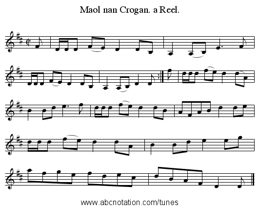 Maol nan Crogan. a Reel. - staff notation