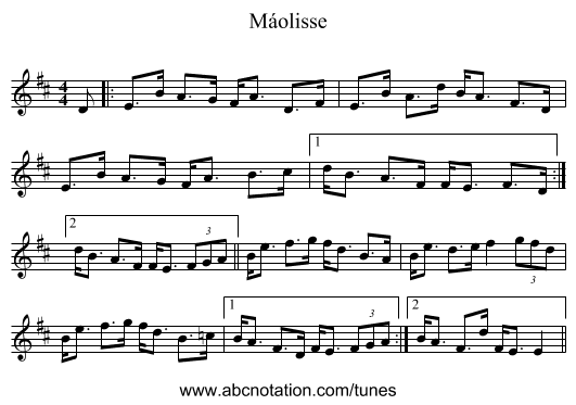 Máolisse - staff notation