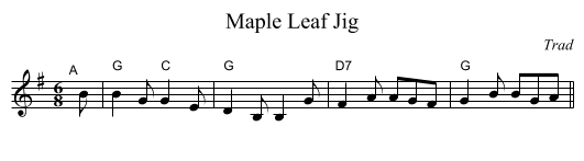 Maple Leaf Jig - staff notation