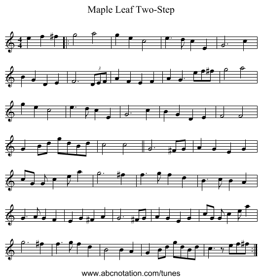 Maple Leaf Two-Step - staff notation