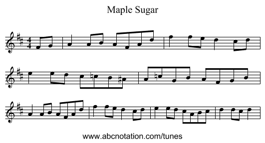 Maple Sugar - staff notation