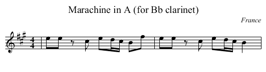 Marachine in A (for Bb clarinet) - staff notation