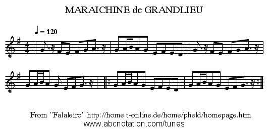 MARAICHINE de GRANDLIEU - staff notation