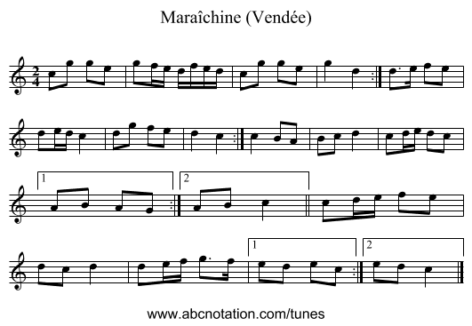 Maraîchine (Vendée) - staff notation