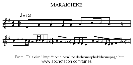 MARAICHINE - staff notation