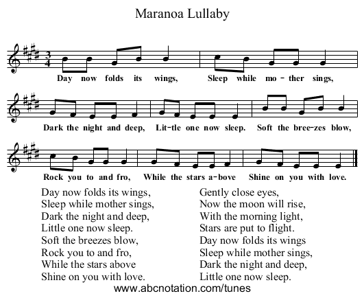 Maranoa Lullaby - staff notation