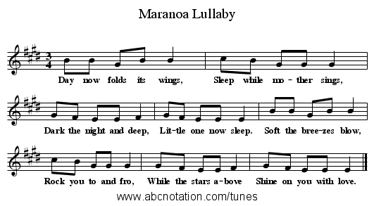 Maranoa Lullaby - staff notation