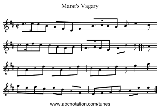 Marat's Vagary - staff notation