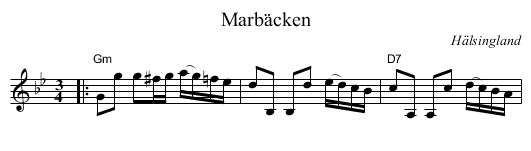 Marbäcken - staff notation