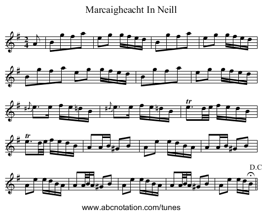 Marcaigheacht In Neill - staff notation