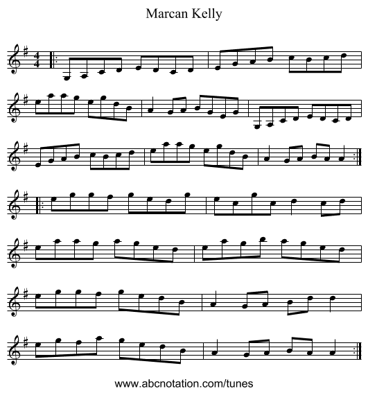 Marcan Kelly - staff notation