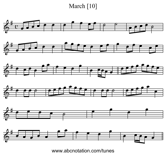 March [10] - staff notation