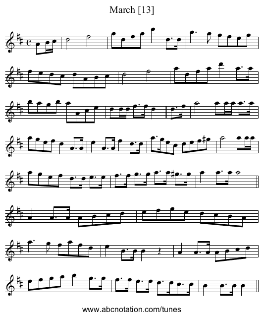 March [13] - staff notation