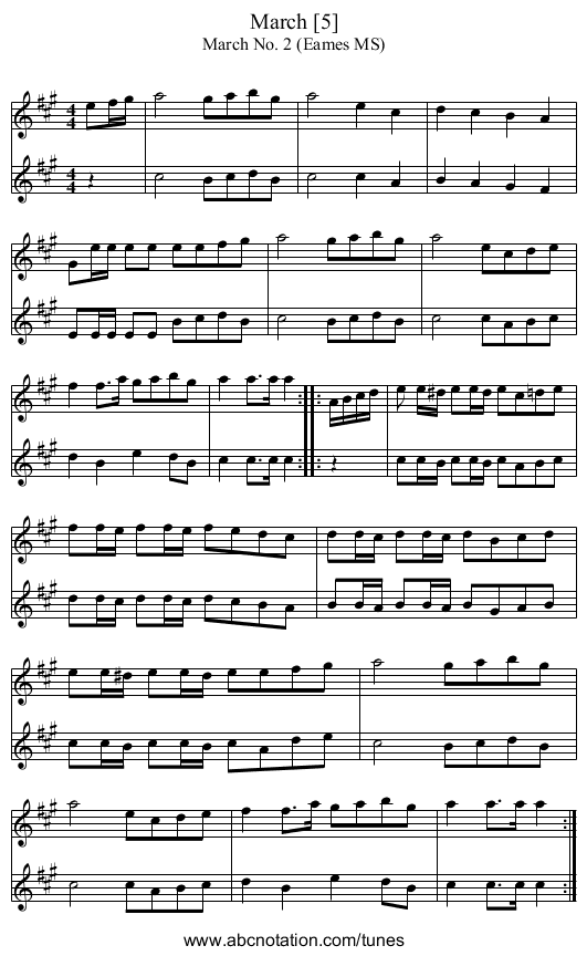 March [5] - staff notation