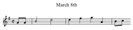 March 8th - staff notation