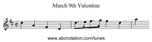 March 9th Valentine - staff notation