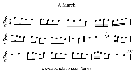 March, A - staff notation