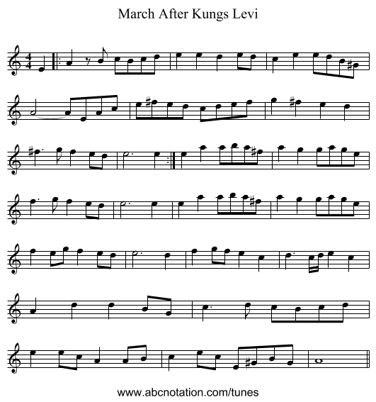March After Kungs Levi - staff notation
