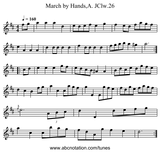 March by Hands,A. JClw.26 - staff notation