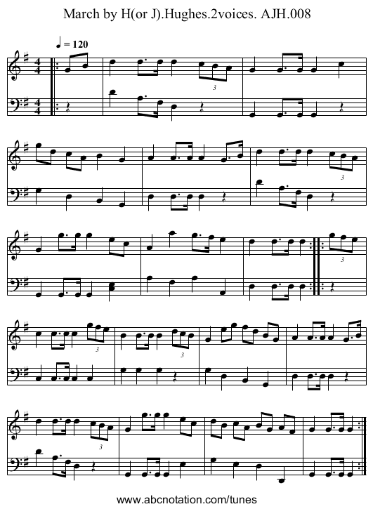 March by H(or J).Hughes.2voices. AJH.008 - staff notation