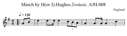March by H(or J).Hughes.2voices. AJH.008 - staff notation