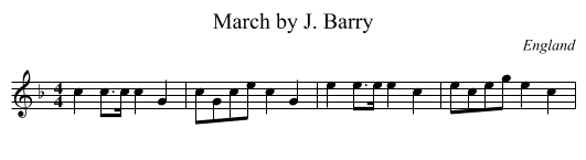 March by J. Barry - staff notation