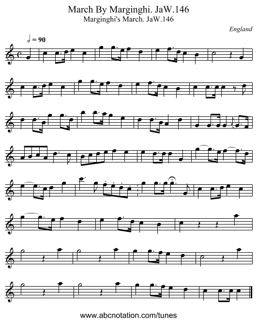 March By Marginghi. JaW.146 - staff notation