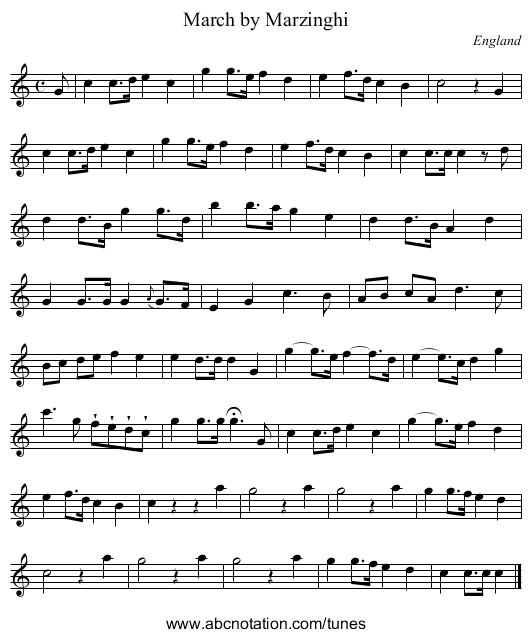 March by Marzinghi - staff notation