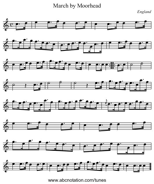 March by Moorhead - staff notation