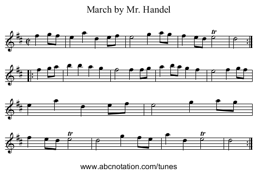 March by Mr. Handel - staff notation