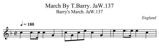 March By T.Barry. JaW.137 - staff notation