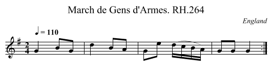 March de Gens d'Armes. RH.264 - staff notation