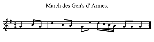 March des Gen's d' Armes. - staff notation