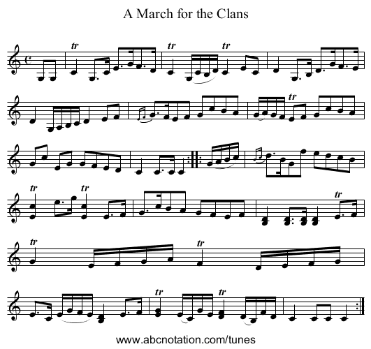 March for the Clans, A - staff notation