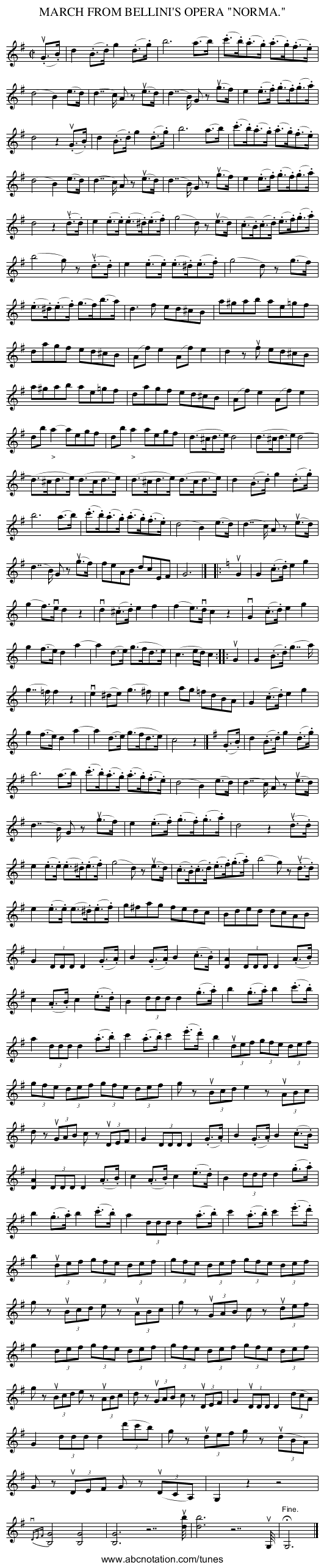 MARCH FROM BELLINI'S OPERA NORMA. - staff notation