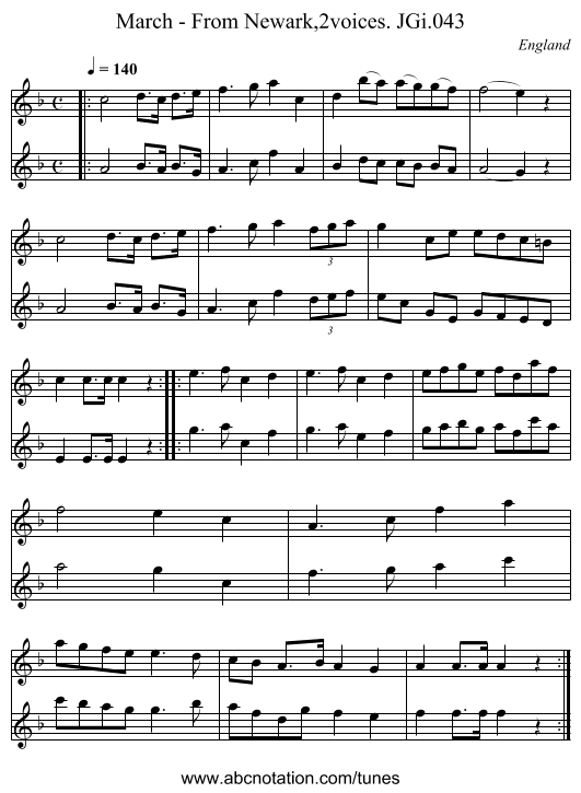 March - From Newark,2voices. JGi.043 - staff notation