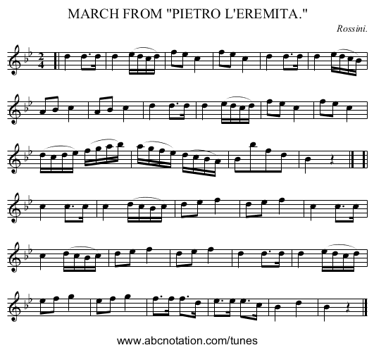 MARCH FROM PIETRO L'EREMITA. - staff notation